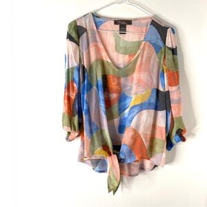 Olivia & Martin Colourful Tie Front Top